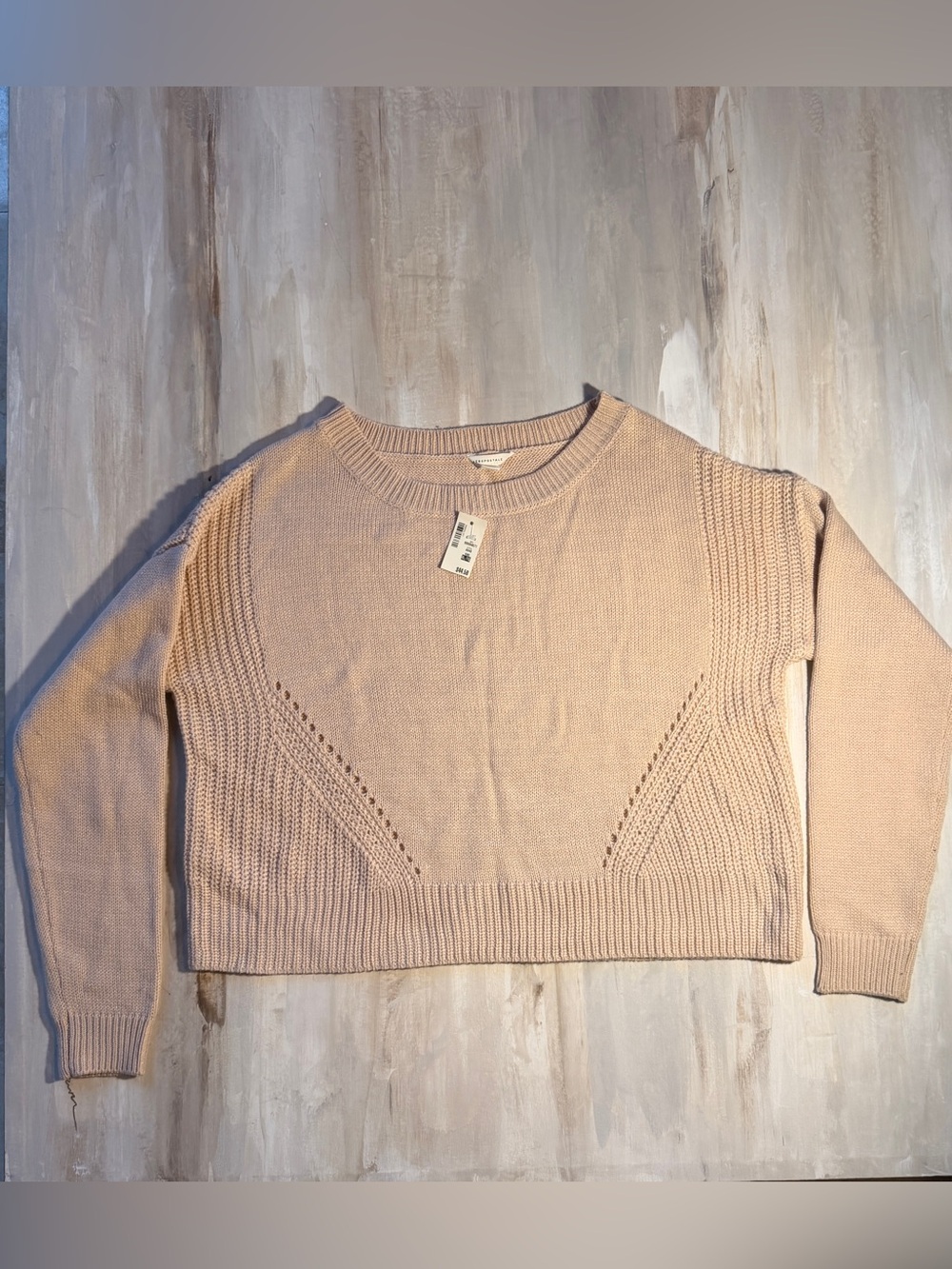NWT Aeropostale Blush Pink Cropped Knit Sweater Gold Thread Detail XL